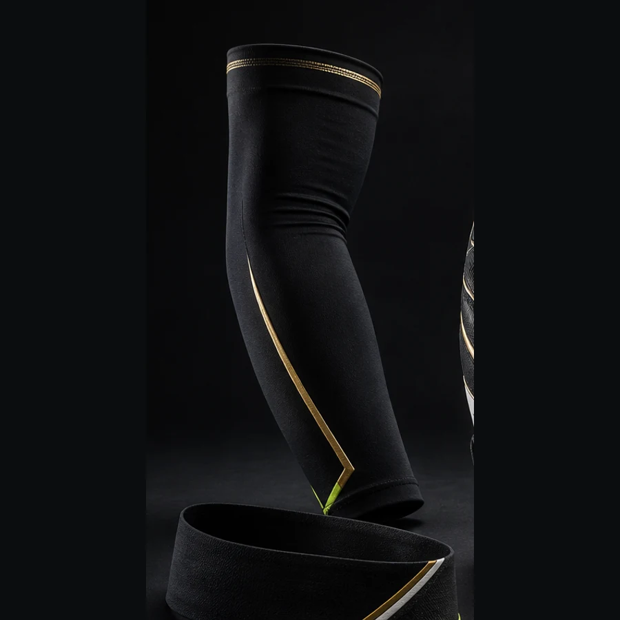 Black and gold custom softball compression arm sleeve.